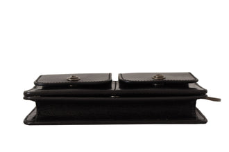 Black Leather Wristlet Mini Bag Card Bill Wallet Dolce & Gabbana