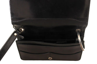Black Leather Wristlet Mini Bag Card Bill Wallet Dolce & Gabbana