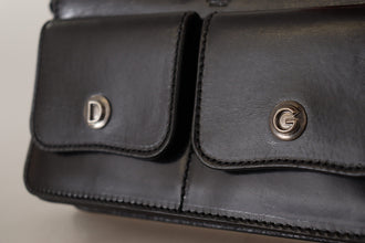 Black Leather Wristlet Mini Bag Card Bill Wallet Dolce & Gabbana