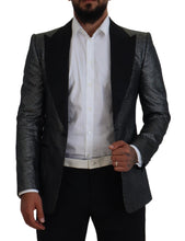 Black Silver Jacquard Slim Fit Jacket Blazer Dolce & Gabbana