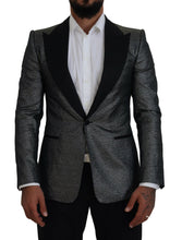 Black Silver Jacquard Slim Fit Jacket Blazer Dolce & Gabbana