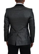 Black Silver Jacquard Slim Fit Jacket Blazer Dolce & Gabbana