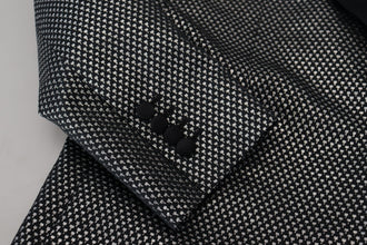 Black Silver Jacquard Slim Fit Jacket Blazer Dolce & Gabbana