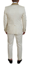 Off White Gold Striped Tuxedo Slim Fit Suit Dolce & Gabbana