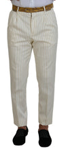 Off White Gold Striped Tuxedo Slim Fit Suit Dolce & Gabbana