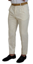 Off White Gold Striped Tuxedo Slim Fit Suit Dolce & Gabbana