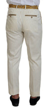 Off White Gold Striped Tuxedo Slim Fit Suit Dolce & Gabbana