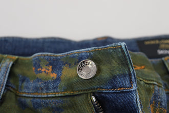 Blue Green Skinny Cotton Denim Jeans Dolce & Gabbana