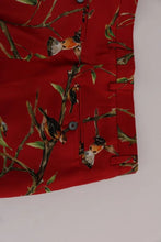 Red Silk Bird Print Dress Pants Dolce & Gabbana