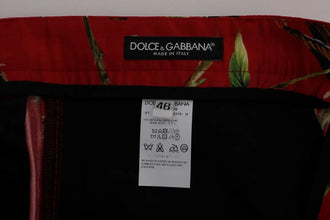 Red Silk Bird Print Dress Pants Dolce & Gabbana