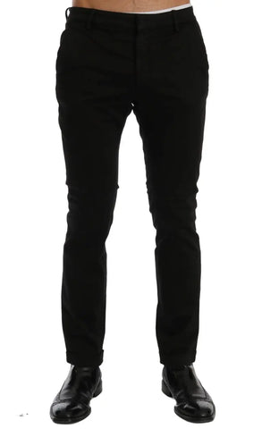 Black Slim Fit Cotton Stretch Pants Costume National