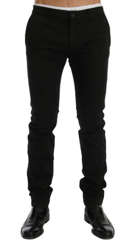 Black Cotton Stretch Chinos Pants GF Ferre