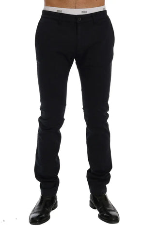 Blue Cotton Stretch Chinos Pants GF Ferre