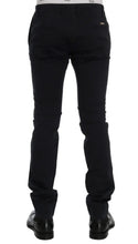 Blue Cotton Stretch Chinos Pants GF Ferre