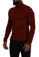 Maroon Cotton Turtle Neck Zip Sweater Dolce & Gabbana