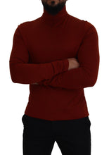 Maroon Cotton Turtle Neck Zip Sweater Dolce & Gabbana