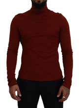 Maroon Cotton Turtle Neck Zip Sweater Dolce & Gabbana