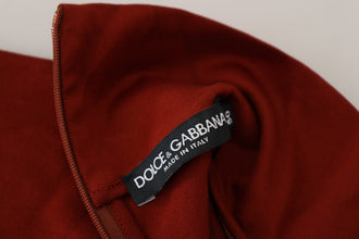 Maroon Cotton Turtle Neck Zip Sweater Dolce & Gabbana