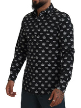 Black Crown Print GOLD Slim Shirt Dolce & Gabbana
