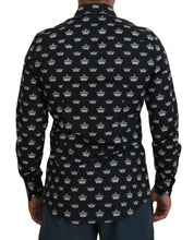 Black Crown Print GOLD Slim Shirt Dolce & Gabbana