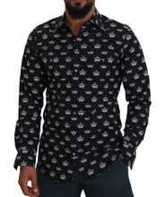 Black Crown Print GOLD Slim Shirt Dolce & Gabbana
