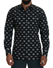 Black Crown Print GOLD Slim Shirt Dolce & Gabbana