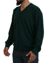 Green Cashmere V-neck Pullover Sweater Dolce & Gabbana