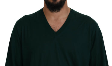 Green Cashmere V-neck Pullover Sweater Dolce & Gabbana