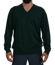 Green Cashmere V-neck Pullover Sweater Dolce & Gabbana