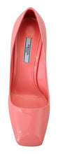 Pink Patent Leather Block Heels Pumps Classic Prada