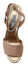 Pink Suede Leather Ankle Strap Sandals Prada