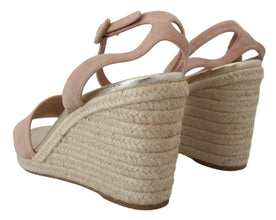 Pink Suede Leather Ankle Strap Sandals Prada