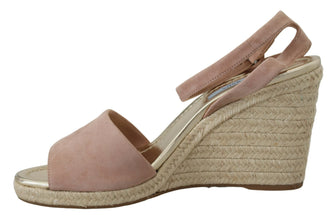 Pink Suede Leather Ankle Strap Sandals Prada