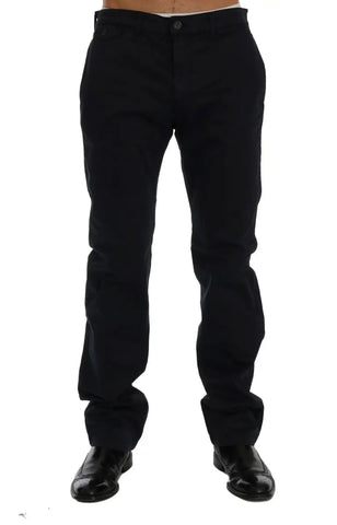 Blue Cotton Stretch Chinos Pants GF Ferre