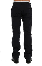Blue Cotton Stretch Chinos Pants GF Ferre