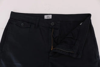 Blue Cotton Stretch Chinos Pants GF Ferre