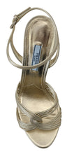 Gold Leather Sandals Ankle Strap Heels Stiletto Sandal Prada