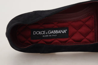 Black Suede Gold Cross Slip On Loafers Shoes Dolce & Gabbana
