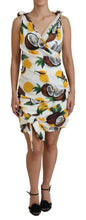 White Coconut Print Sheath Mini Silk Dress Dolce & Gabbana