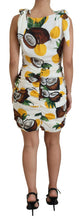 White Coconut Print Sheath Mini Silk Dress Dolce & Gabbana