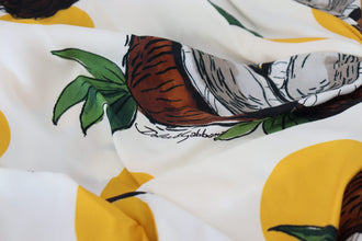 White Coconut Print Sheath Mini Silk Dress Dolce & Gabbana