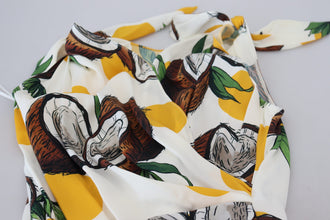 White Coconut Print Sheath Mini Silk Dress Dolce & Gabbana