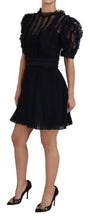 Black Lace Trim A-line Mini Nylon Dress Dolce & Gabbana