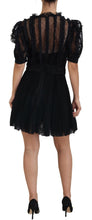 Black Lace Trim A-line Mini Nylon Dress Dolce & Gabbana