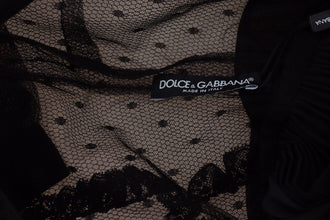 Black Lace Trim A-line Mini Nylon Dress Dolce & Gabbana