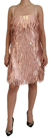 Pink Tinsel Sleeveless Shift A-line Dress Dolce & Gabbana
