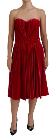 Pink Viscose Stretch Strapless A-line Dress Dolce & Gabbana