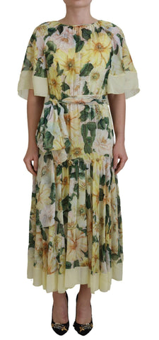 Multicolor Silk Floral Print Long Maxi Dress Dolce & Gabbana