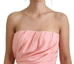 Pink Silk Stretch Strapless Sheath Dress Dolce & Gabbana