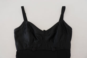 Black Fit Wool Stretch Sheath Mini Dress Dolce & Gabbana